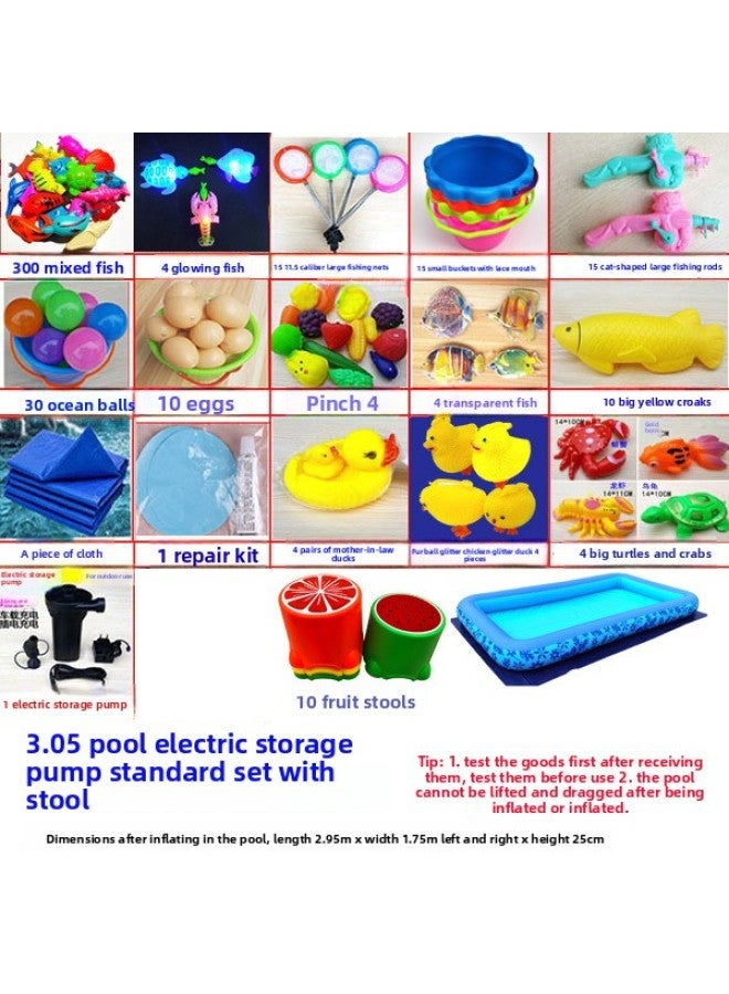 Fishing Pond Set Square Stall Thickeneded Inflatable Pool Kindergarten Magnetic Fish Fishing Rod Kidsren's Educational Toy Fish